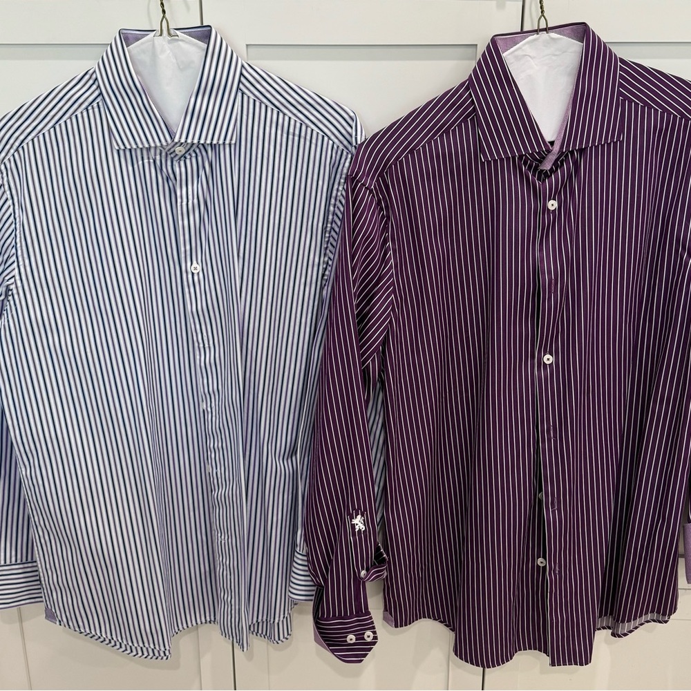 Two BUGATCHI Uomo men’s Large casual dress shirts